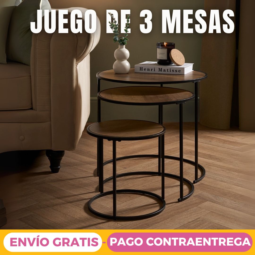 Juego de 3 Mesas de Centro de Madera (MCE0215)