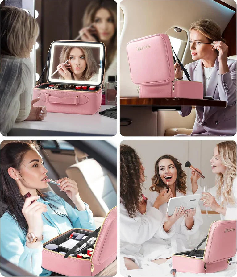 Cosmetiquera Profesional LumiGlam™ con Espejo LED