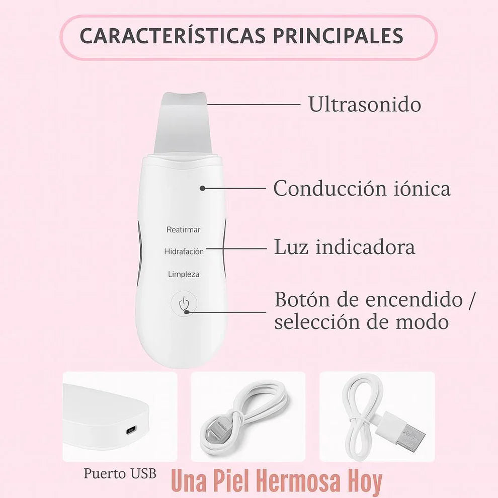 Espátula Ultrasónica | Piel mas Joven sin Arrugas y Puntos Negros